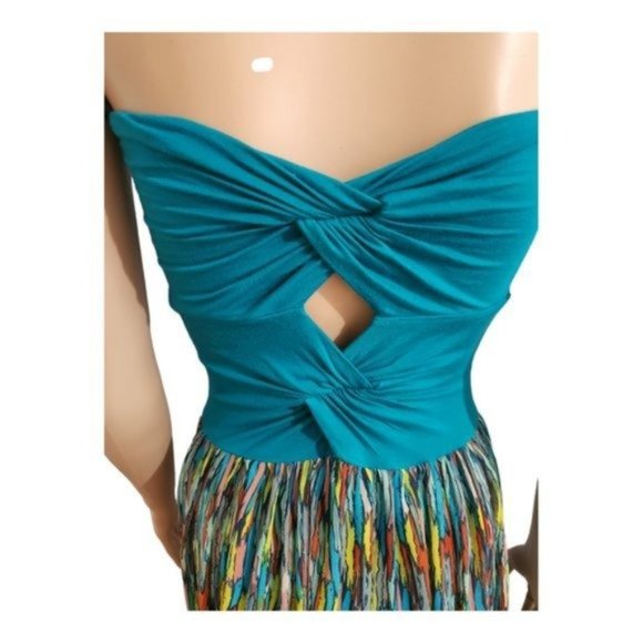 Felicity & Coco Women Twisted Back Semi-Sheer Layered Strapless Maxi Dress Small - Picture 2 of 6